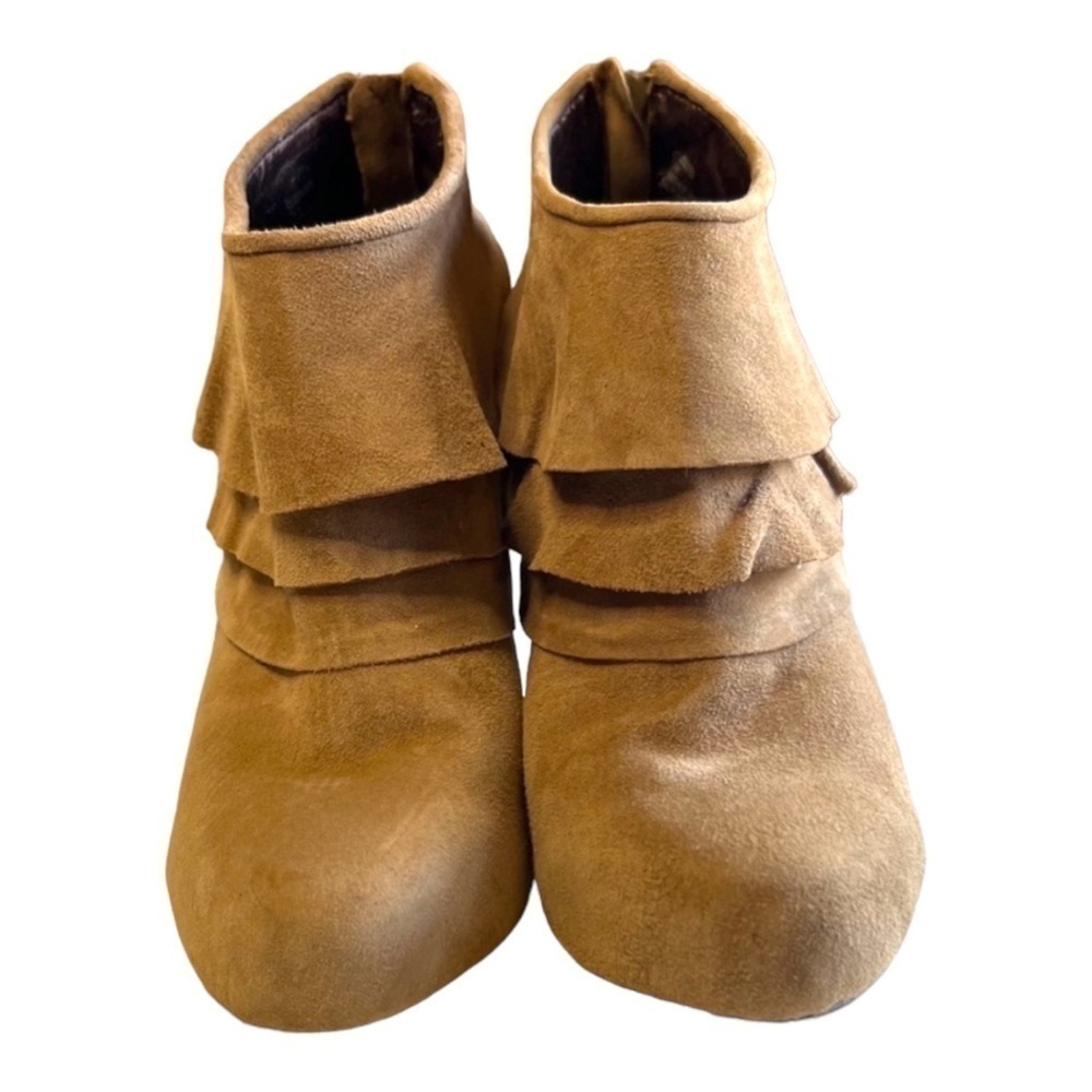Steve Madden Cuddless Leather Suede Booties Taupe Tan Size 7.5